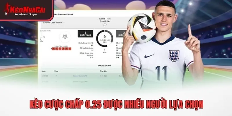 Kèo cược chấp 0.25 được nhiều người lựa chọn